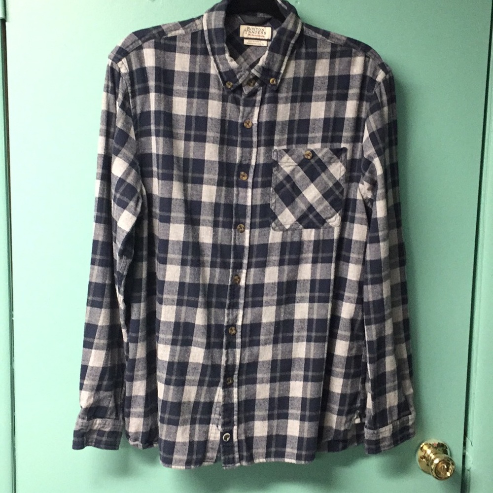 BOSTON TRADERS NAVY/GRAY FLANNEL PLAID SHIRT